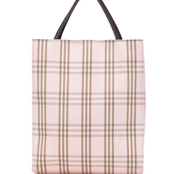 Authentic BURBERRY Pink 2000-2017 House Nova Check Cotton tote bag - Vintage - Picture 2 of 11
